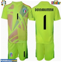 Italien Gianluigi Donnarumma #1 Torwart Heimtrikotsatz Kinder EM 2024 Kurzarm (+ Kurze Hosen)